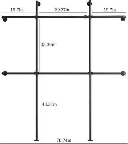 Industrial Pipe Clothing Rack Wall Mount, Heavy Duty Pipe Clothing Rack - Image 3