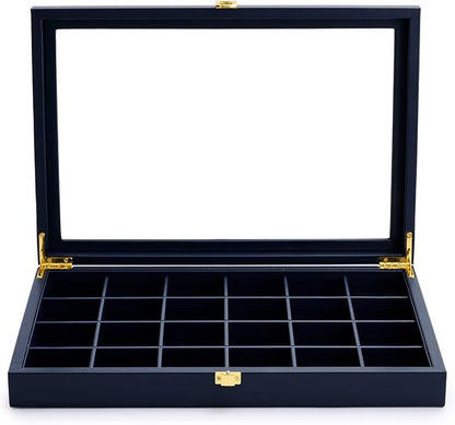 Oirlv Premium Blue Leather 24 Grid Jewelry Tray by Oirlv