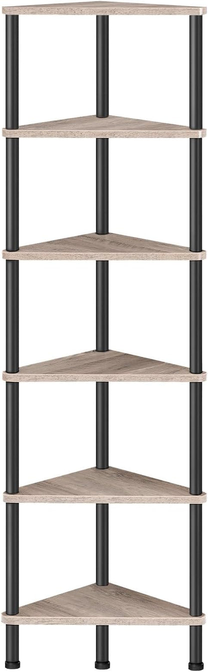 HOOBRO Corner Shelf Stand, Industrial 6-Tier Corner Bookshelf by HOOBRO