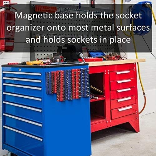 Olsa Tools Magnetic Socket Holder | 1/4-inch Drive | Metric | Blue | Holds 26 - Image 6