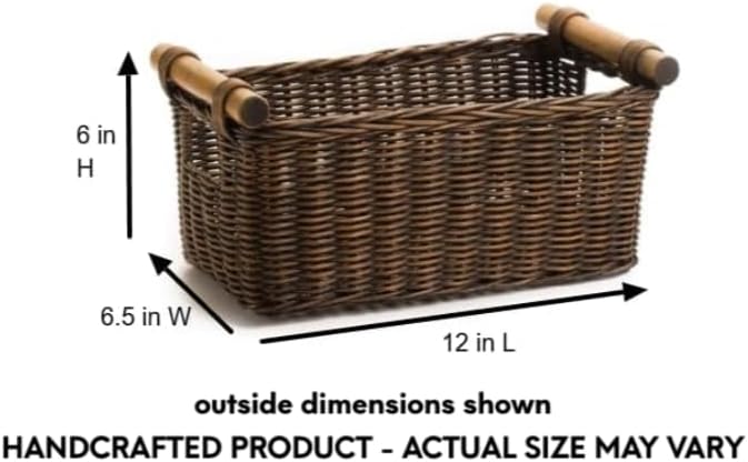 The Basket Lady Petit Pole Handle Wicker Storage Basket, 12 in L x 6.5 in W x 6 - Image 2