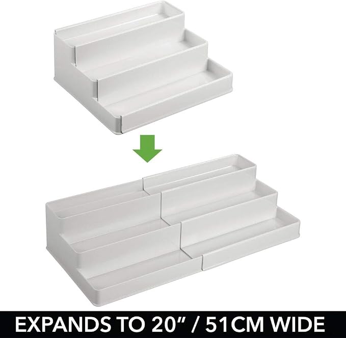 mDesign Plastic Expandable 3-Tier Shelf Rack Organizer - Image 4