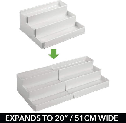 mDesign Plastic Expandable 3-Tier Shelf Rack Organizer - Image 4