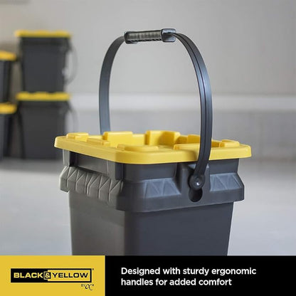 CX BLACK & YELLOW, 5-Gallon Heavy Duty Bucket Tough Storage Container & - Image 3