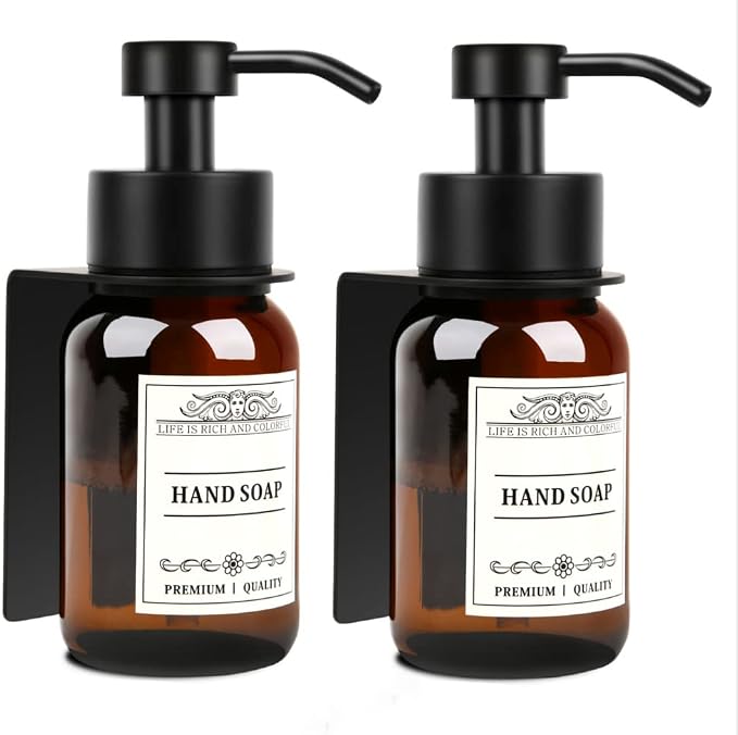 8.5oz Glass Soap Dispenser 2 Pack by NOBTOU