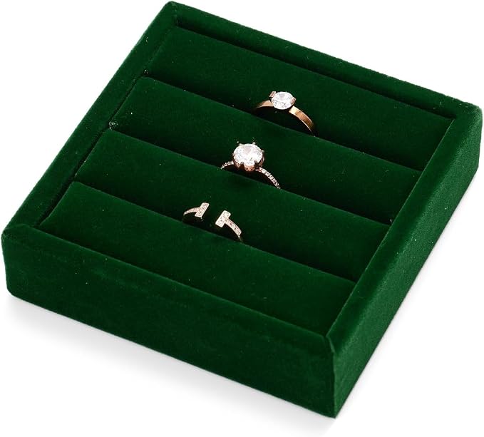 Oirlv 3 Slots Velvet Small Ring Organizer Earrings Trays Showcase Display - Image 7