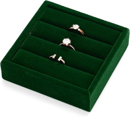 Oirlv 3 Slots Velvet Small Ring Organizer Earrings Trays Showcase Display - Image 7