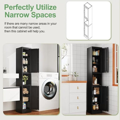 Ckzbx Tall Narrow Storage Cabinet 66.93" H Tall Bathroom Cabinets Metal Pantry - Image 5