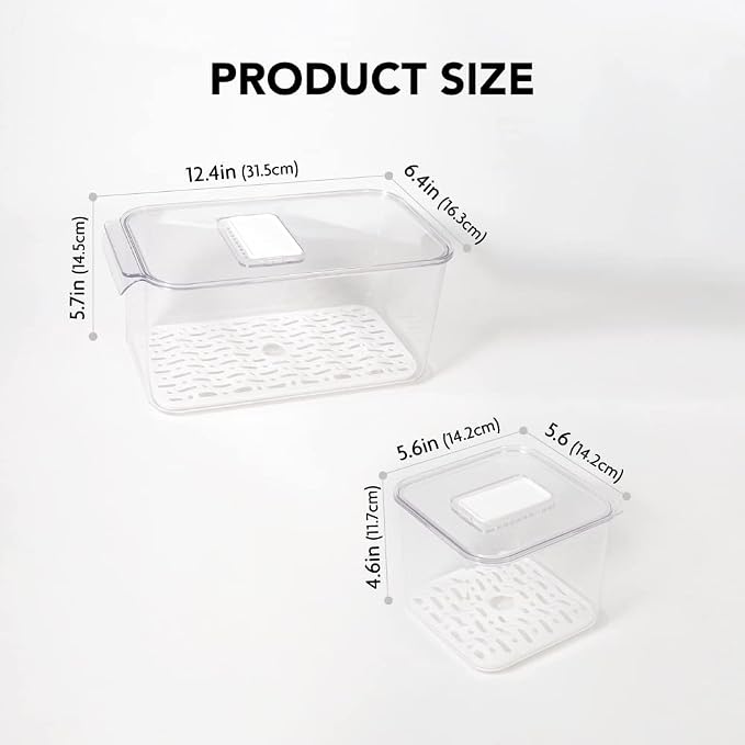 elabo Fruit Storage Containers for Fridge Fresh Produce Saver -3 Pack Stackable - Image 5