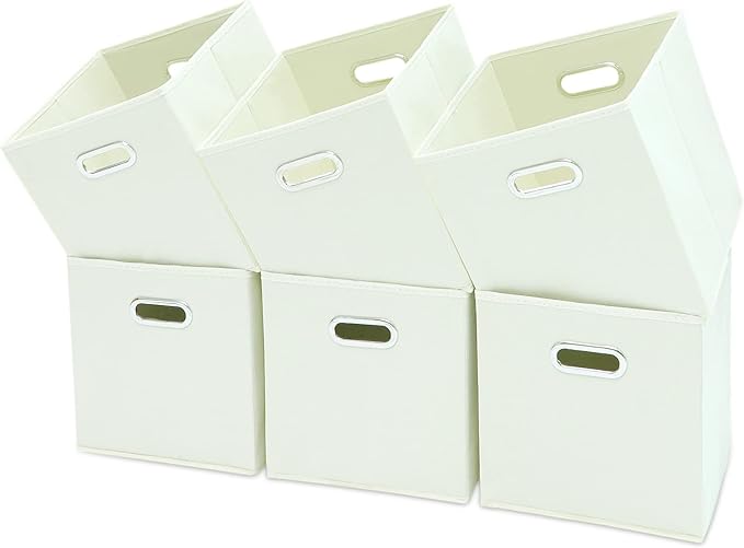 Black Fabric Cubby Storage Bins, Cube Organizer Bin Foldable Storage Boxes by Yunkeeper