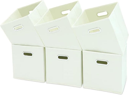 Black Fabric Cubby Storage Bins, Cube Organizer Bin Foldable Storage Boxes by Yunkeeper