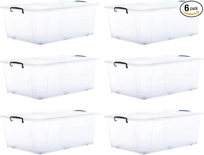 Superio Storage Bins with Lids- Clear Boxes by Superio