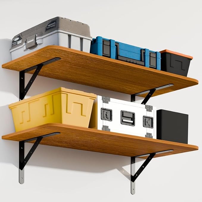 Dogsky 2-Pack Garage Storage Shelving Wall Mounted, 4x2Ft Heavy Duty Wood by Dogsky