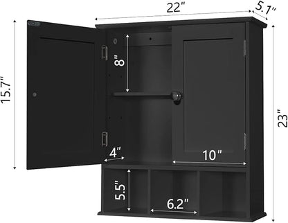 TaoHFE Black Medicine Cabinet Bathroom Over the Toilet Storage Cabinet | Wall - Image 2