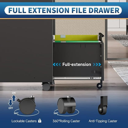 2 Drawer File Cabinet with Lock, Rolling Vertical File Cabinets - Image 6