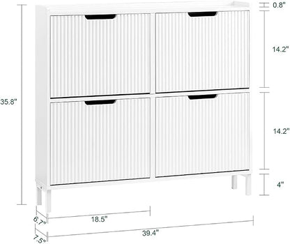 SoBuy Shoe Cabinet 4 Drawers, Narrow Shoe Storage Organizer - Image 3