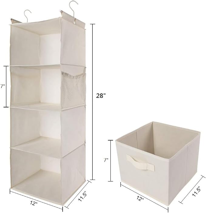 MAX Houser 4-Shelf Hanging Closet Organizer, Space Saver, Cloth Hanging Shelves - Image 3