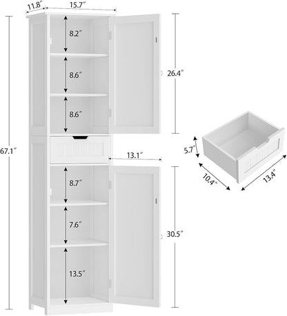Iwell 67" Tall Bathroom Cabinet, Storage Cabinet - Image 3