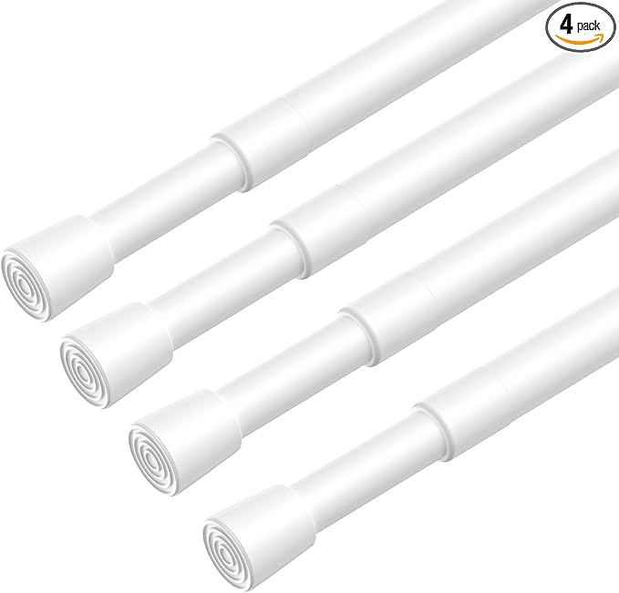 4 Pack Spring Loaded Tension Rod 27-38" Adjustable Curtain Rods No Drill by ZipGloTensionRod