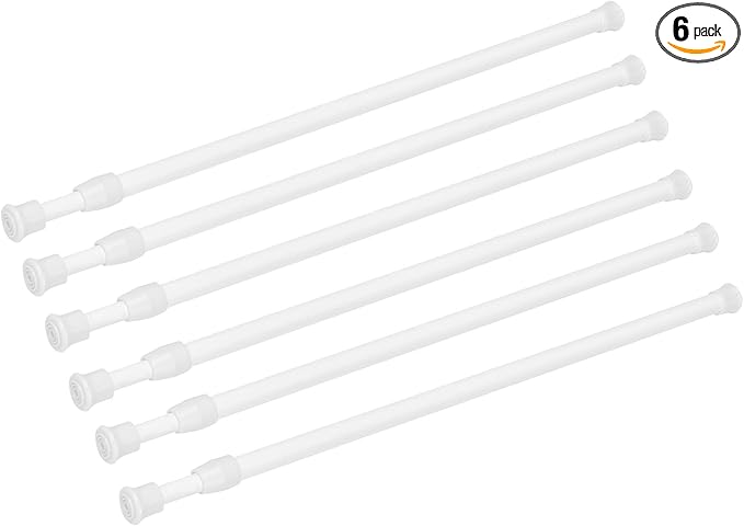 6 Pack Small Tension Curtain Rod, Short Adjustable Extendable | Spring Loaded by GinbelDirect