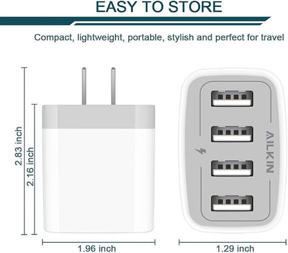 USB Charger Cube, Wall Charger Plug, AILKIN 4.8A 4-Muti Port USB Adapter | - Image 2