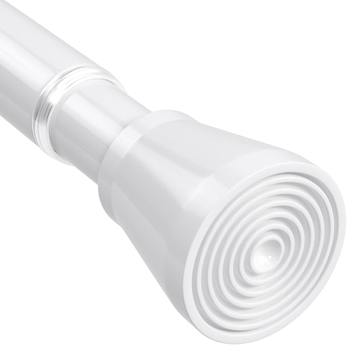 White Tension Curtain Rod for Windows 28 to 48 Inch, 7/8"Small Shower Curtain by MEXAUSPRINGCURTAINRODS