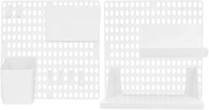 Wall Pegboard Storage Shelf White Plastic Organizer Rack by LAPYAPPE