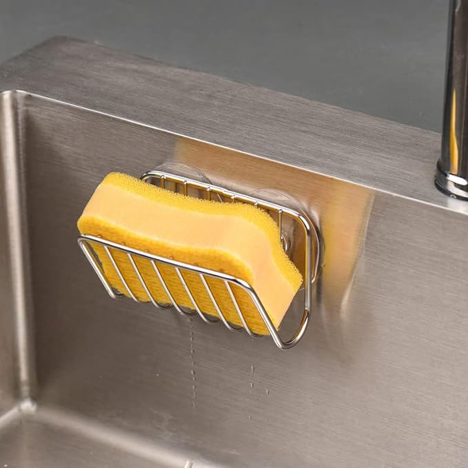 Toplife Sponge Holder for Kitchen Sink, Stainless Steel Suction Cup Sponge Caddy - Image 4