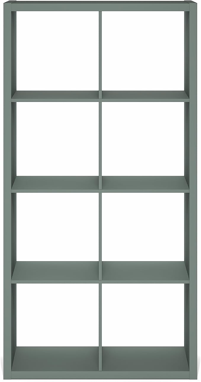 Furinno Cubicle 8-Cube Book Shelf, Extra Thick Frame Bookshelf, Sage Green | - Image 9