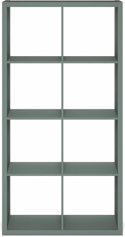 Furinno Cubicle 8-Cube Book Shelf, Extra Thick Frame Bookshelf, Sage Green | - Image 9