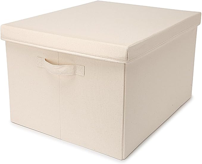 Foldable Storage Bins with Lids Cotton Canvas Rectangular Storage Box Ideal by YONBEN