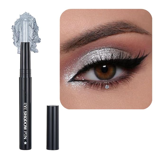 Silver Gray Eyeshadow Stick Makeup, Cream Shimmer Eye Shadow Pencil, by SAUBZEAN