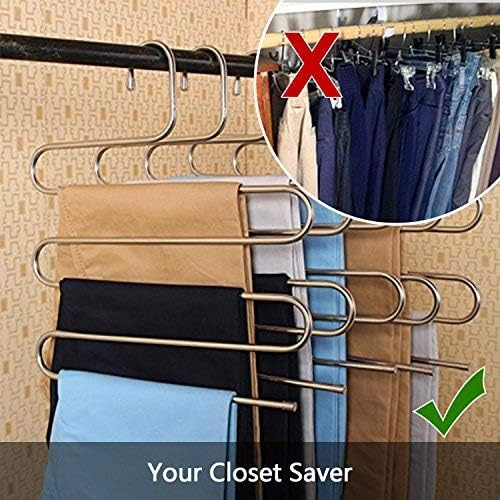 devesanter Pants Hangers Non-Slip S-Shape 4 Pack Trousers Hangers Stainless - Image 5
