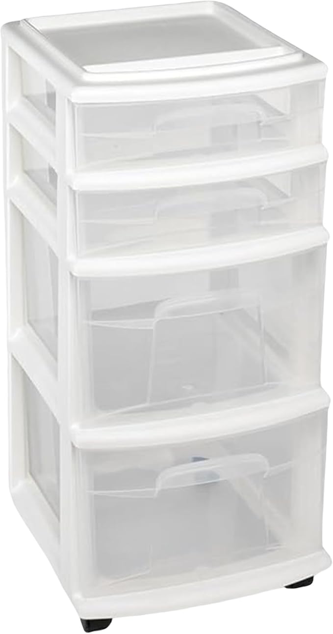 Homz 4 Drawer Plastic Storage and Organizer Cart, Rolling Cabinet by Homz