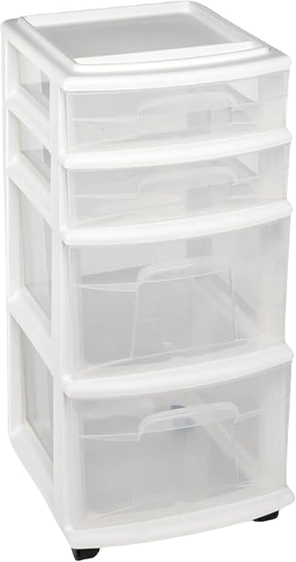Homz 4 Drawer Plastic Storage and Organizer Cart, Rolling Cabinet by Homz