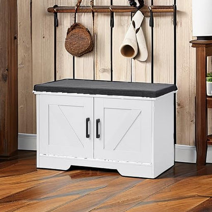 HOMSHO Farmhouse Shoe Storage Bench - Image 6