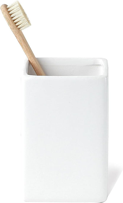 White Ceramic Toothbrush Holder by BSDISP