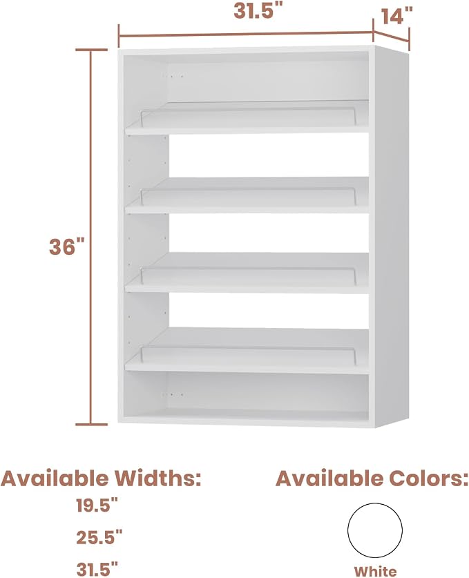 Shoe She-lf Short Tower Wood Built In Closet Organizer Unit, Premium Modular - Image 2