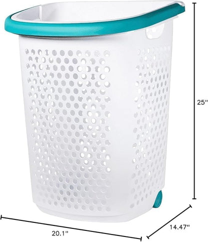 Heavy-Duty Plastic Wheeled Rolling Laundry Basket - Image 5