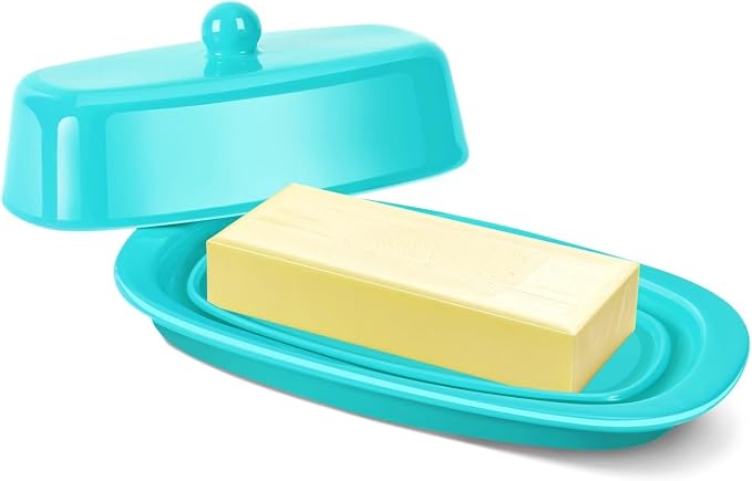 Flexzion Ceramic Blue European Butter Dish by Flexzion