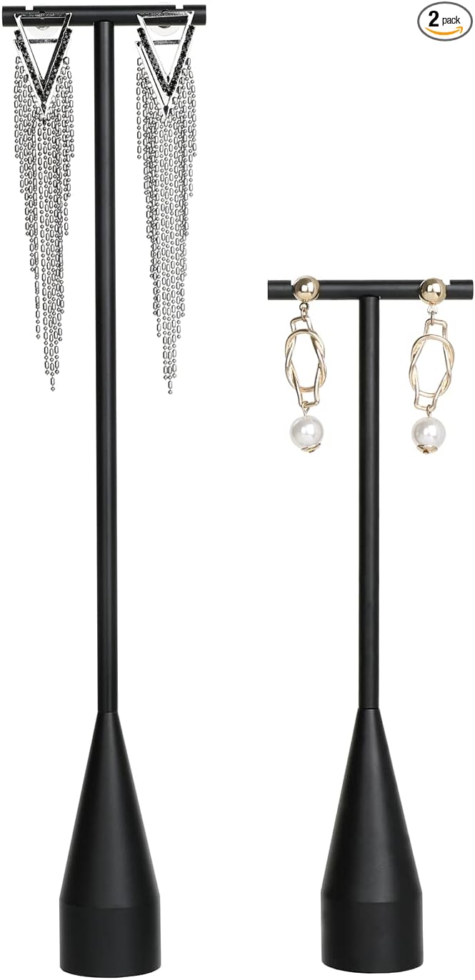 GemeShou 2pcs Black earring display T bar stand, Big jewelry earring holders by GemeShou