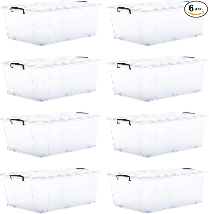 Superio Storage Bins with Lids- Clear Boxes by Superio