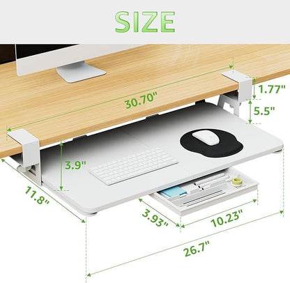 Desktop Keyboard Tray, Under Desk Pull Out, 26.77" X 11.81" Large Size Keyboard - Image 3