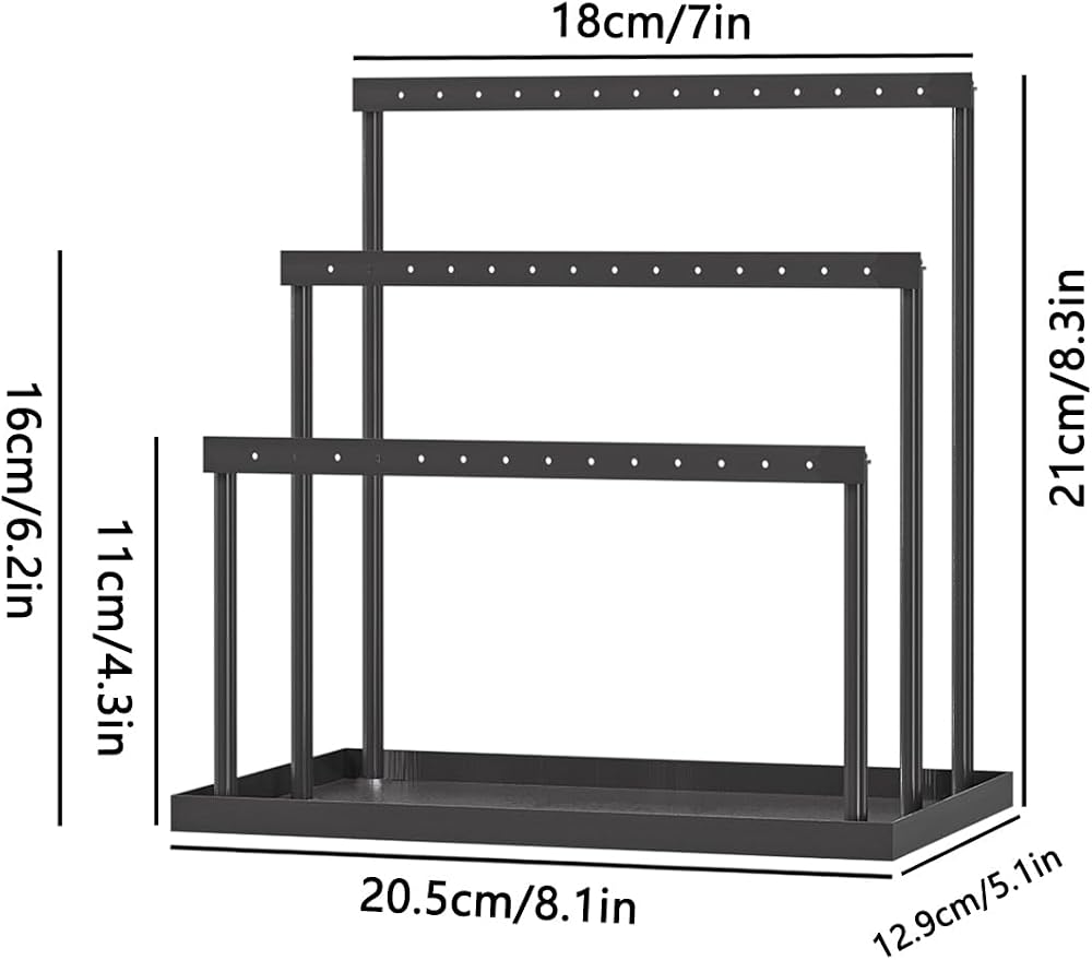 3-Tier Earring Organizer Holder Stand, Metal Jewelry Stand - Image 6