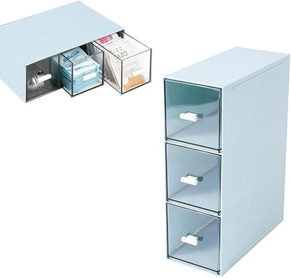 Desk Drawer Organizer with 3 Drawers, Plastic Clear Tea Bag Organizer, by Unknown