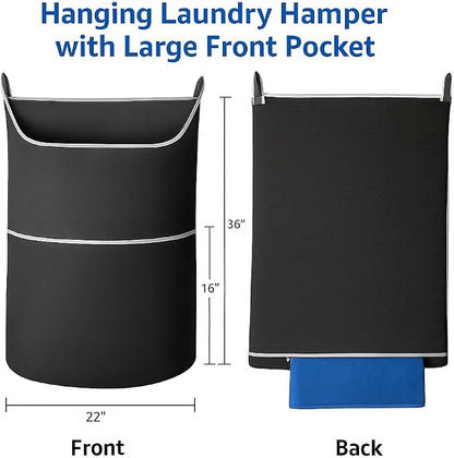 2-in-1 XL Hanging Laundry Hamper Bag 36x22in + Pop Up Mesh Laundry Basket | - Image 2