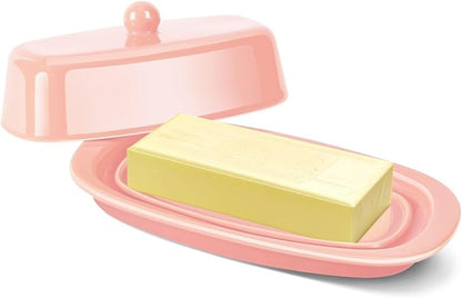 Flexzion Ceramic Pink European Butter Dish by Flexzion