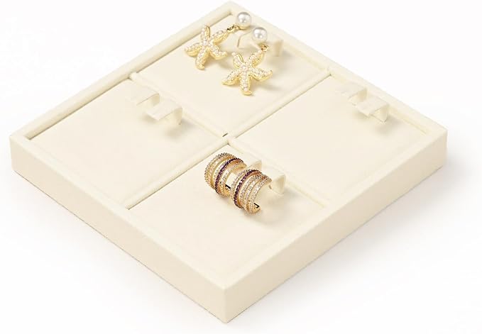 Oirlv Microfiber 4 Slots Jewelry Earring Display Tray Earring Display Organizer - Image 6