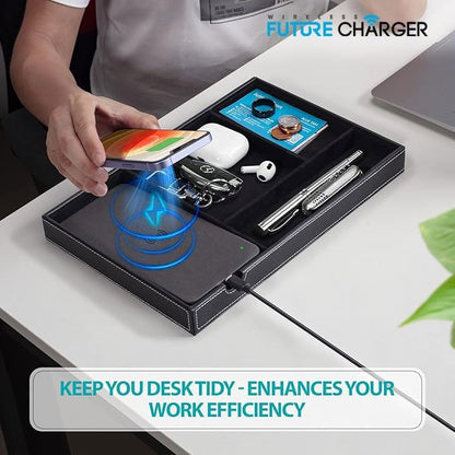 Valet Tray, Built in Wireless Charging Pad, Nightstand Organizer, Dresser - Image 3