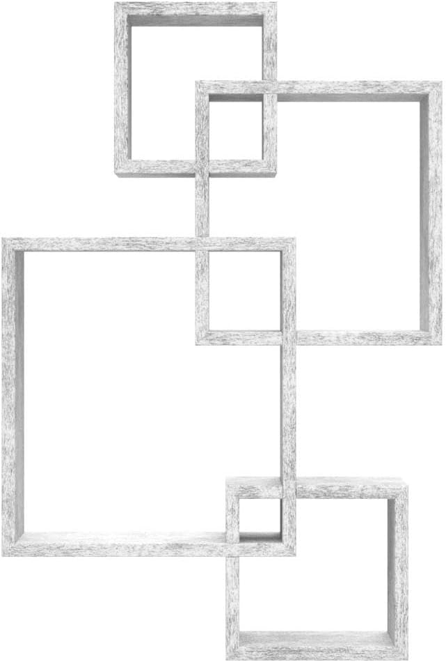 Greenco 4 Cube Intersecting Shelves, Easy-to-Assemble Floating Wall Mount - Image 4